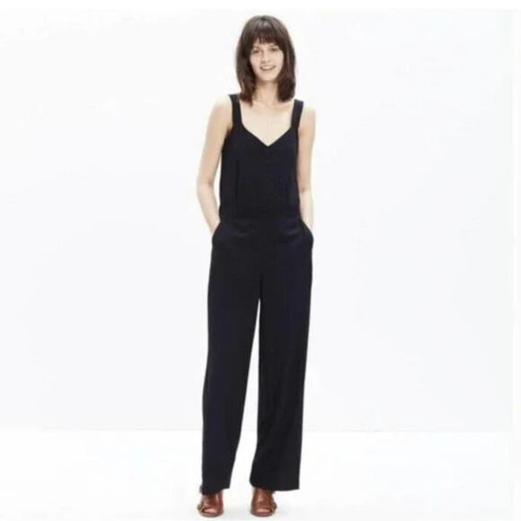Madewell Pants - Madewell Jumpsuit Medium Black Carroll Tank Sleeveless Pockets Wide Leg Women XS